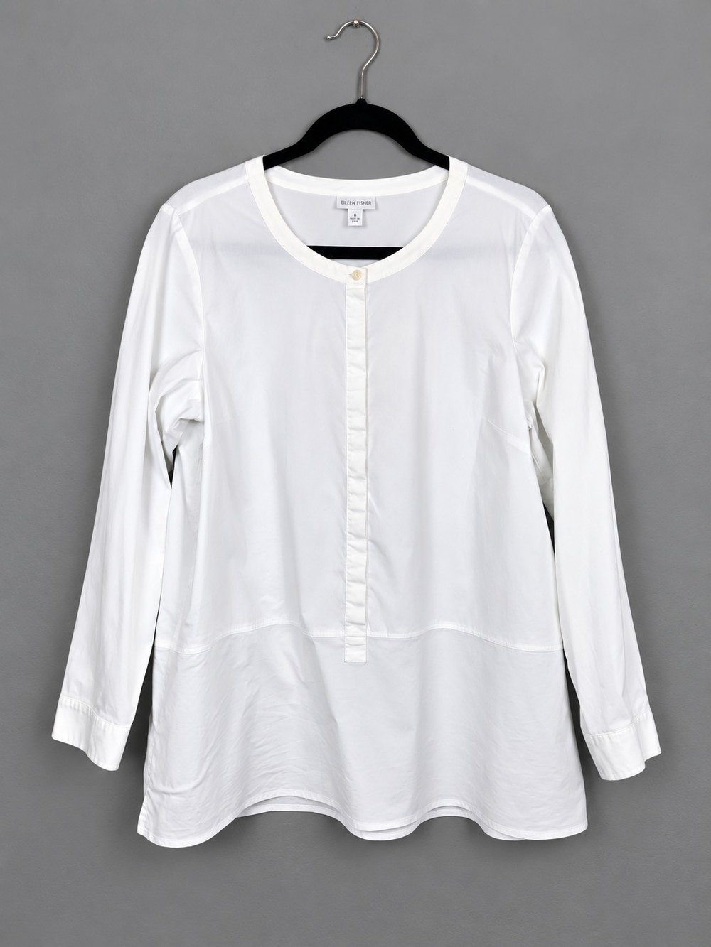 J.Jill White Shirt Collection L Petite Cotton Stretch Tunic Blouse Minimalist